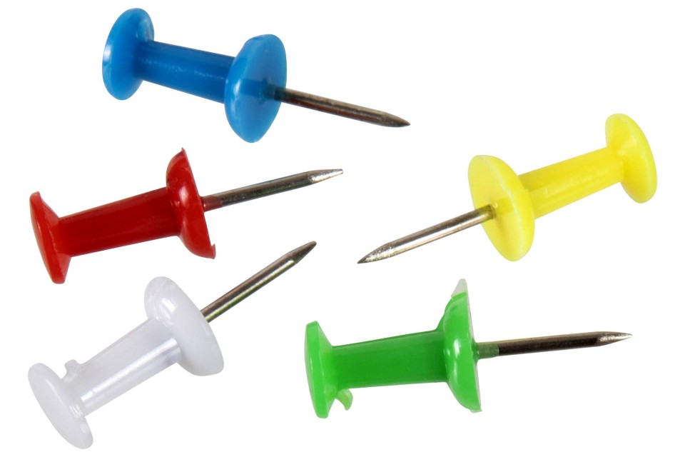 NXP Push Pins Assorted Colours Pack 100