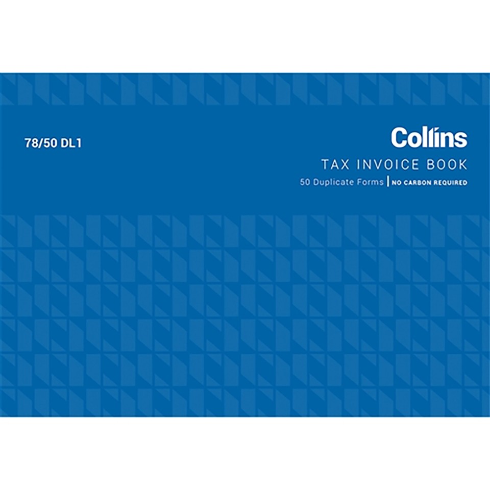 Collins Tax Invoice Book No Carbon Required 78/50 DL1 50 Duplicates