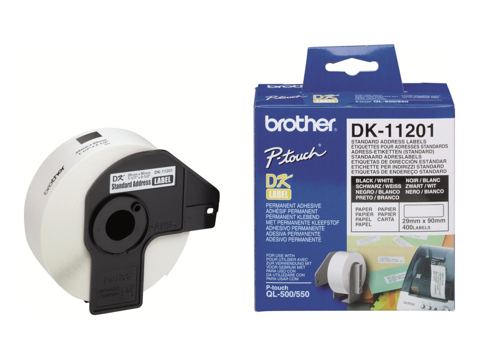 Brother Address Labels DK-11201 Standard 29x90mm Black On White Roll 400
