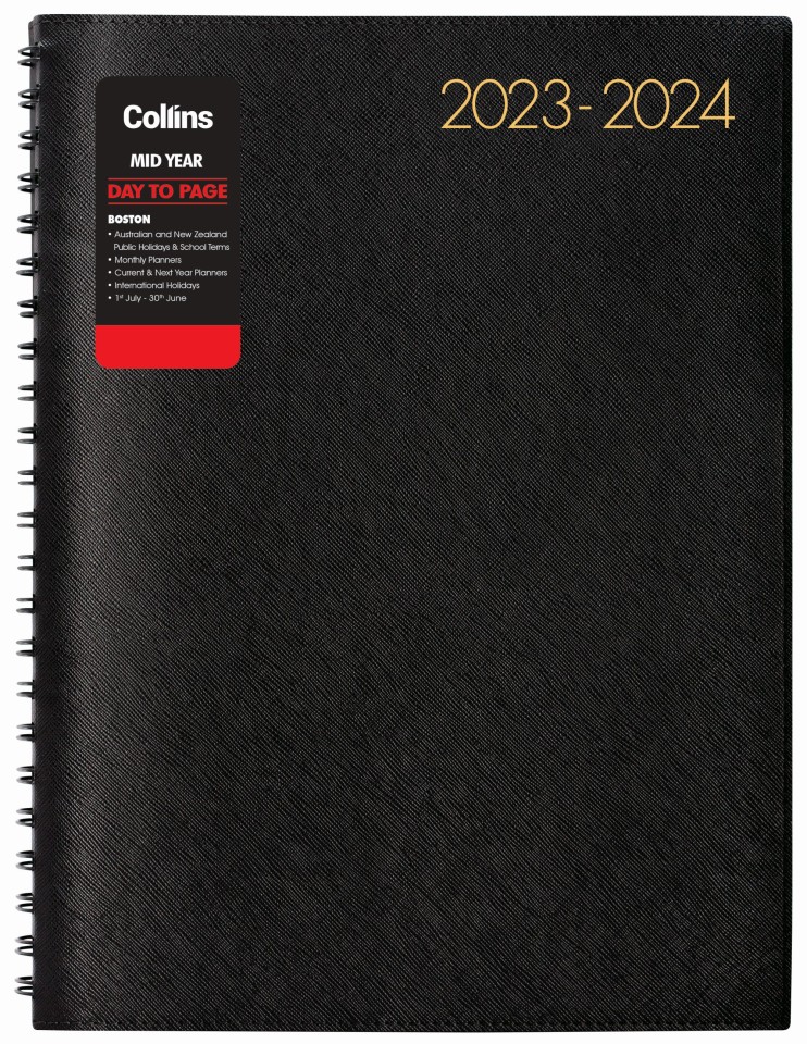 Collins Boston 2024-2025 Diary A4 Day To A Page Black