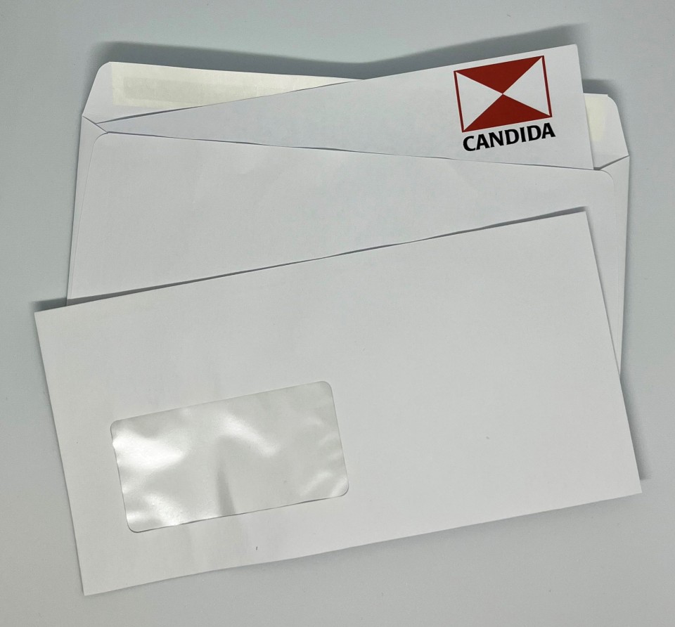 Candida Banker Envelope Window Peel & Seal 100gsm DLE 114mm x 225mm White Box 500