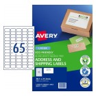 Avery Address Labels Eco Laser Printer 959129 /L7651EV 38.1x21.2mm 65 Per Sheet Pack 1300 Labels image