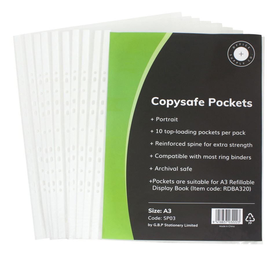 OSC Copysafe Sheet Protector Pockets Portrait A3 Pack 10