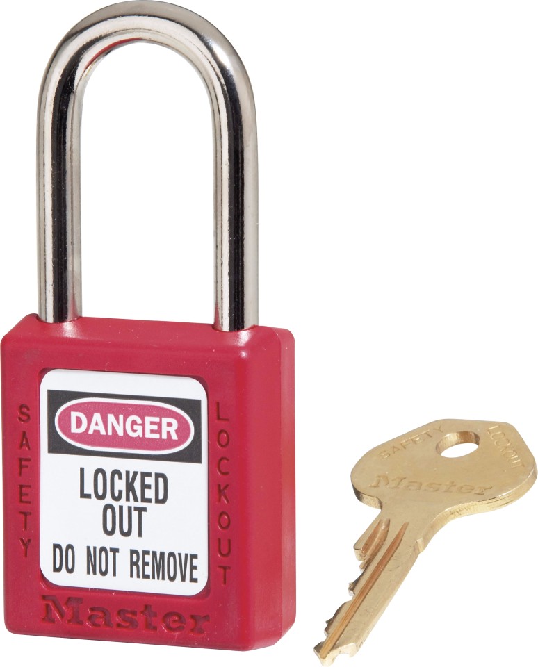 Master Lock Safety Padlock Steel Shackle Red