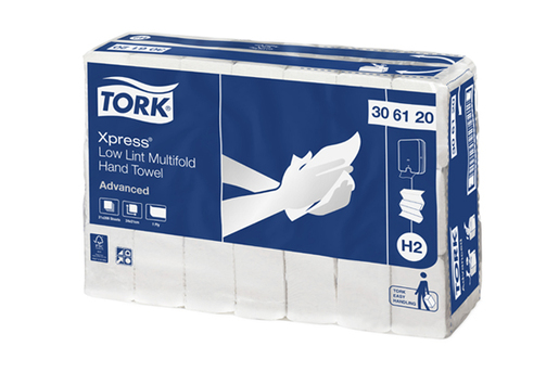 Tork Hand Towel Xpress Multifold Low Lint Slimline Advanced 1Ply 306120 H2 209 Sheets White Carton21
