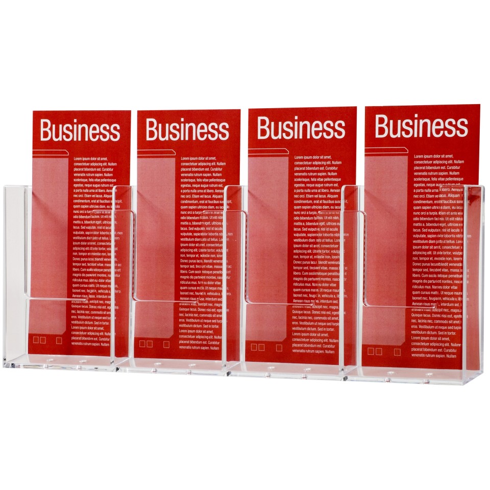 Esselte Brochure Holder Wall Mounted 4 Compartments DLE Clear