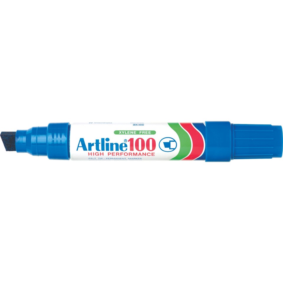 Artline 100 Permanent Marker Broad Chisel Tip 7.5-12.0mm Blue