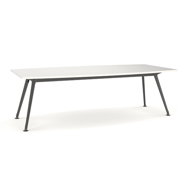Knight Team Meeting Table 2400(w)x1200(d)mm White Top With Black Base