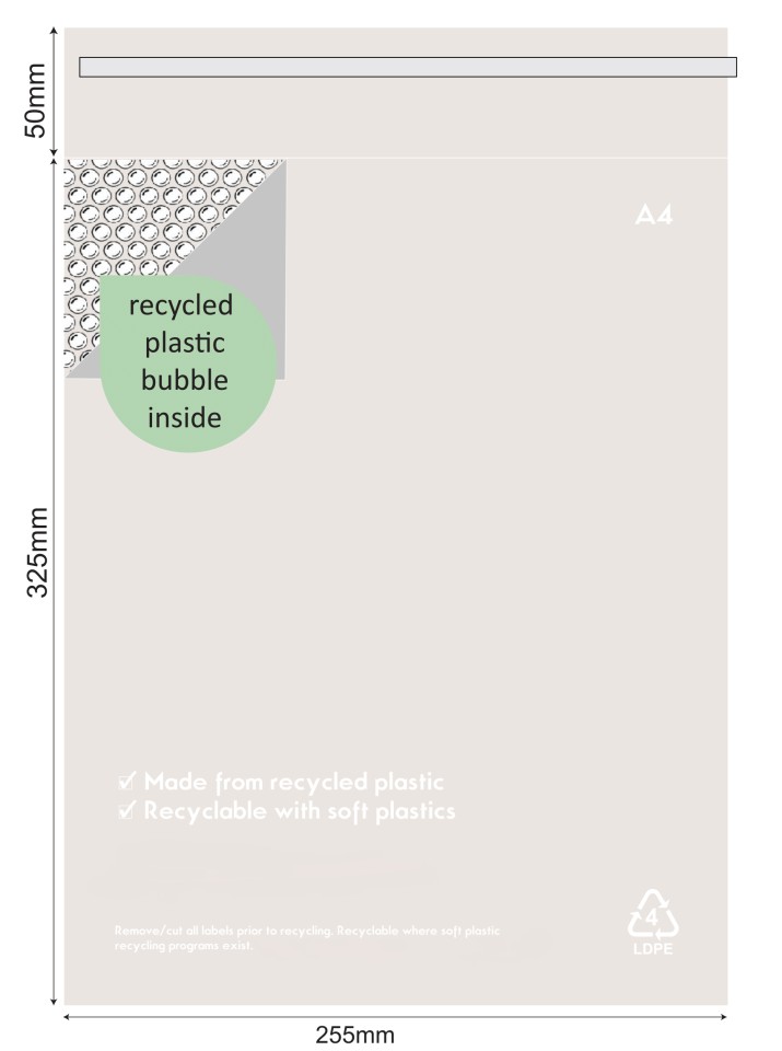 Recycled Bubble Courier Bag A4 255x325mm Pack Of 100