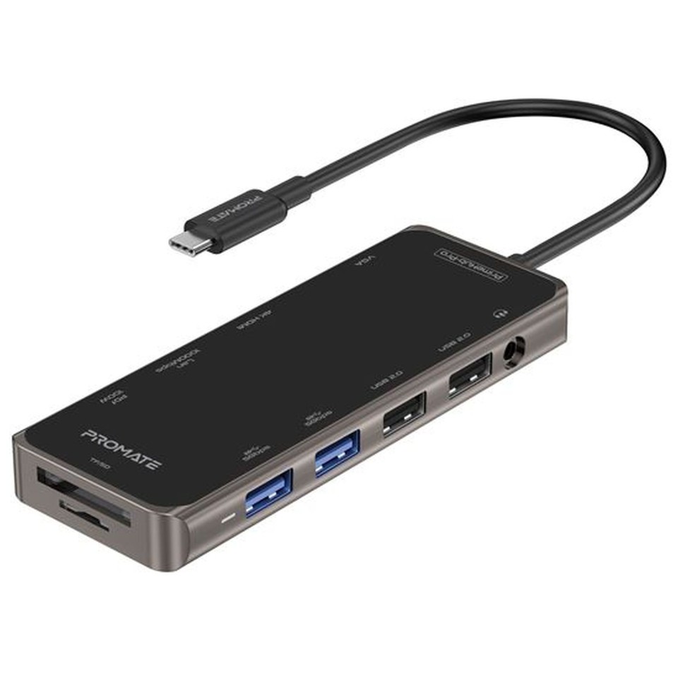 Promate 11-in-1 Usb Multi-port Hub With Usb-c Connector
