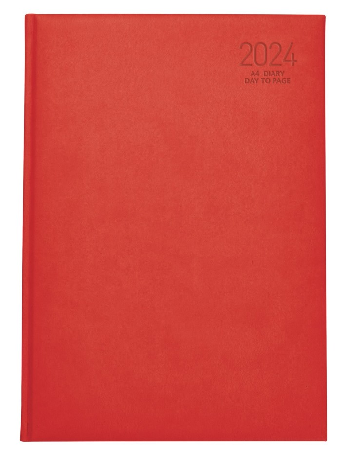 Ambassador 2024 Lexington Soft Touch Hardcover Diary A4 Day To Page Red