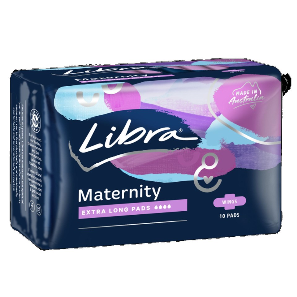 Libra Maternity Extra Long Pads With Wings 10 Pads Per Packet Box Of 6