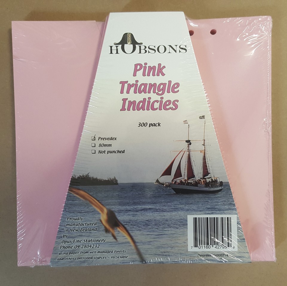 Hobsons Pink Triangle Filing Tabs 4 Hole Pack 300