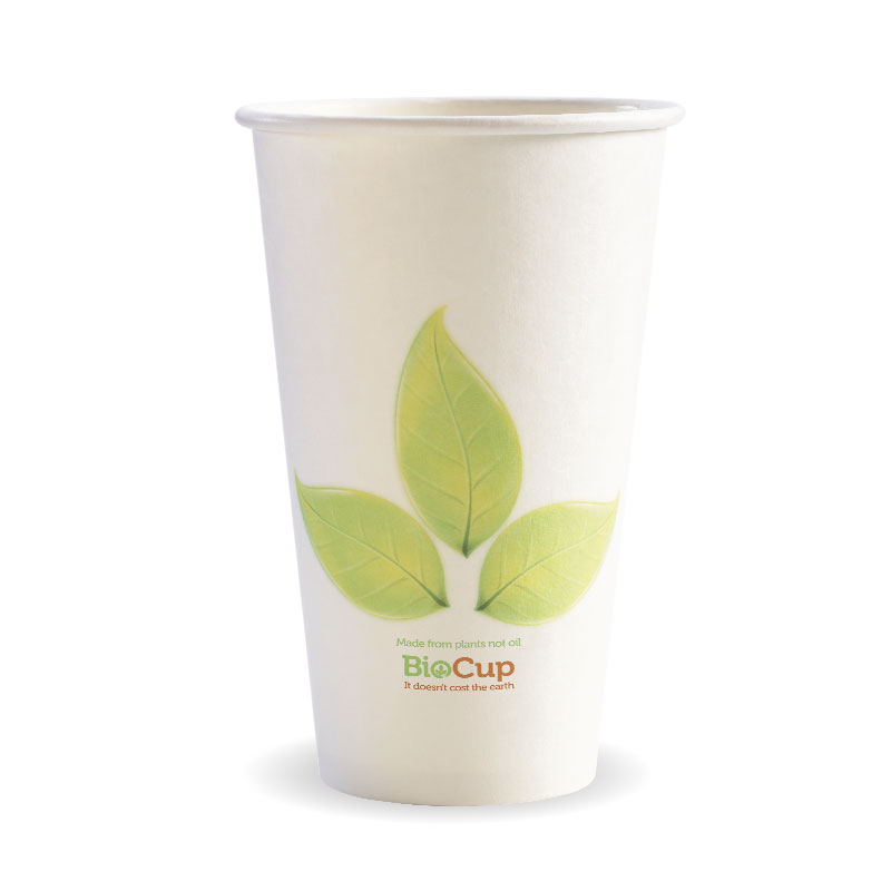 Biopak Single Wall Paper Cup Leaf 16oz 510ml 90mm Carton 1000