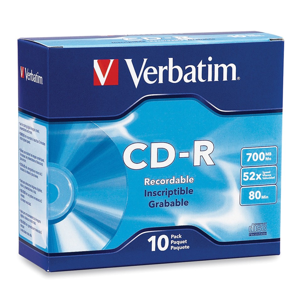 Verbatim CD-R 700 MB 80 Min Slim Case Silver 10Pk
