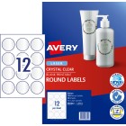Avery Round Labels Crystal Clear Laser Printers 60mm Diameter 12 Per Sheet 120 Labels 980022 / L7093 image