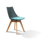 Knight Luna Black Chair With Oak Base Upholstered Ice Blue Cushion image