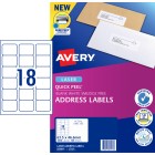 Avery Address Labels Sure Feed Laser Printer 959002/L7161 63.5x46.6mm 18 Per Sheet Pack 1800 Labels image