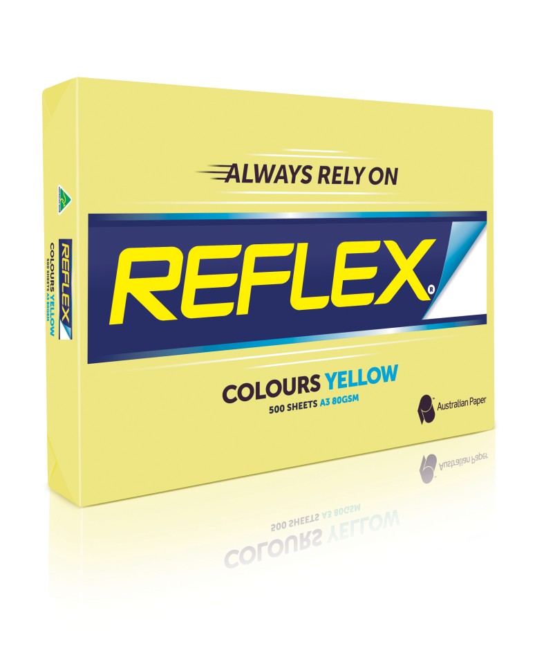 Reflex Colours Tinted Copy Paper A4 80gsm Yellow Ream 500