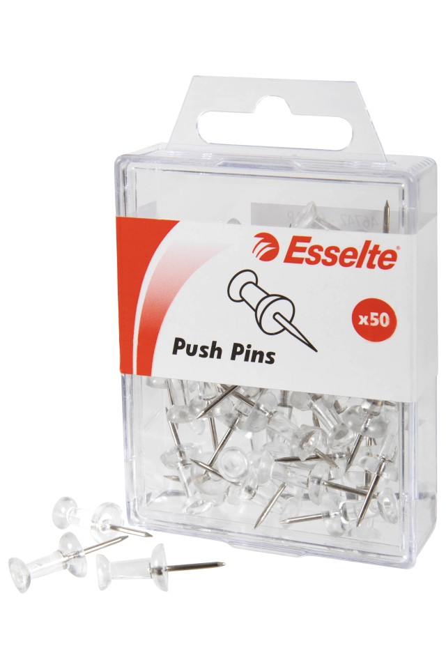 Esselte Push Pins Clear Pack 50