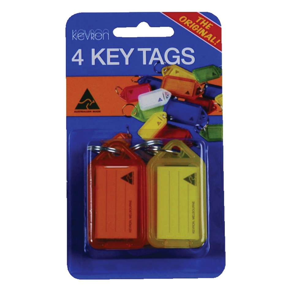 Kevron Key Tags ID5 Assorted Colours Pack 4