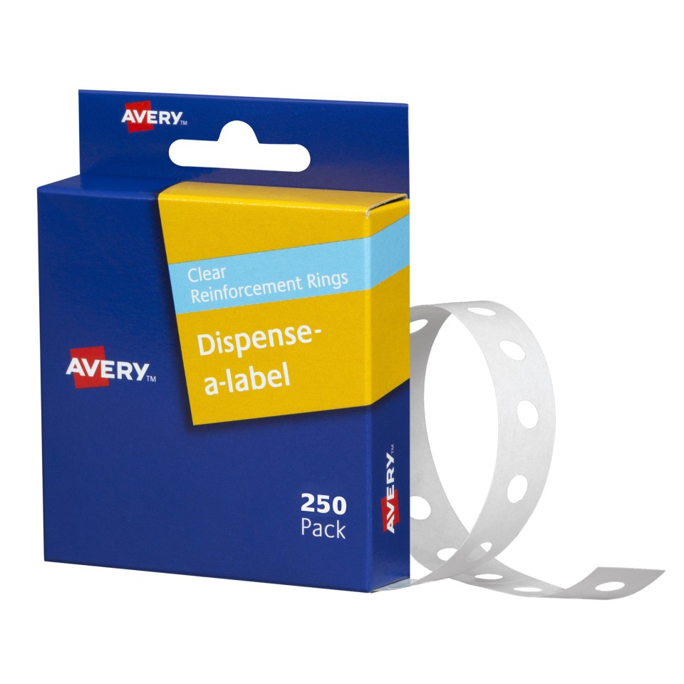 Avery Reinforcement Ring Stickers Dispenser 934242 13mm Clear Pack 250 Labels