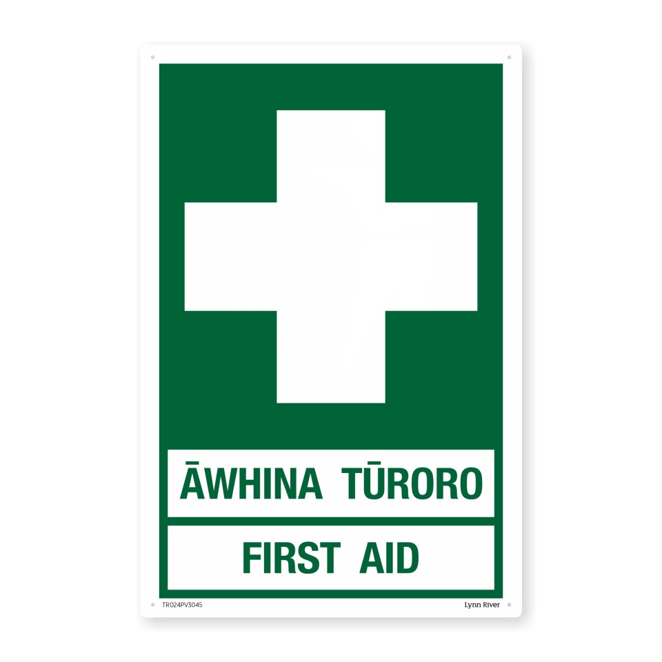 Te Reo Safety Sign Awhina Turoro - First Aid Pvc