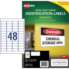 Avery White Heavy Duty Labels Laser Printers 45.7x21.2mm 48 Per Sheet 1200 Labels 959070 / L4778 image