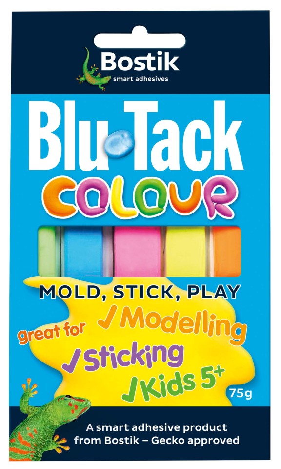 Bostik Blu Tack Assorted Colours 75g Pack 5