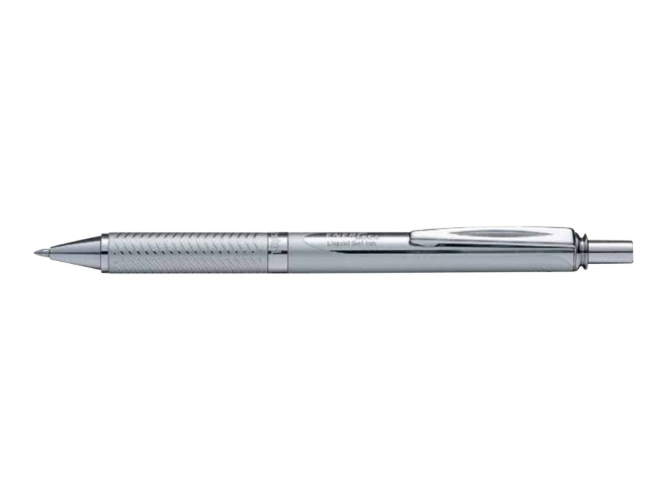 Pentel Bl407 Energel Gel Pen Retractable Aluminium Silver Barrel 0.7mm Black
