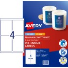 Avery Removable Labels Laser Inket Printer 959151/L7169REV 99.1x139mm 4Up Sheet White Pack 100 Label image