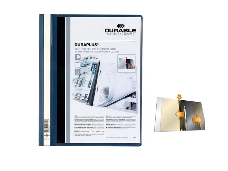 Duraplus A4 Presentation Folder Extra Wide A4 Clear Front Cover and Inside Pocket Blue
