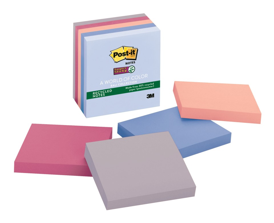 Post-it Recycled Super Sticky Notes 654-5SSNRP 76x76mm Bali Pack 5