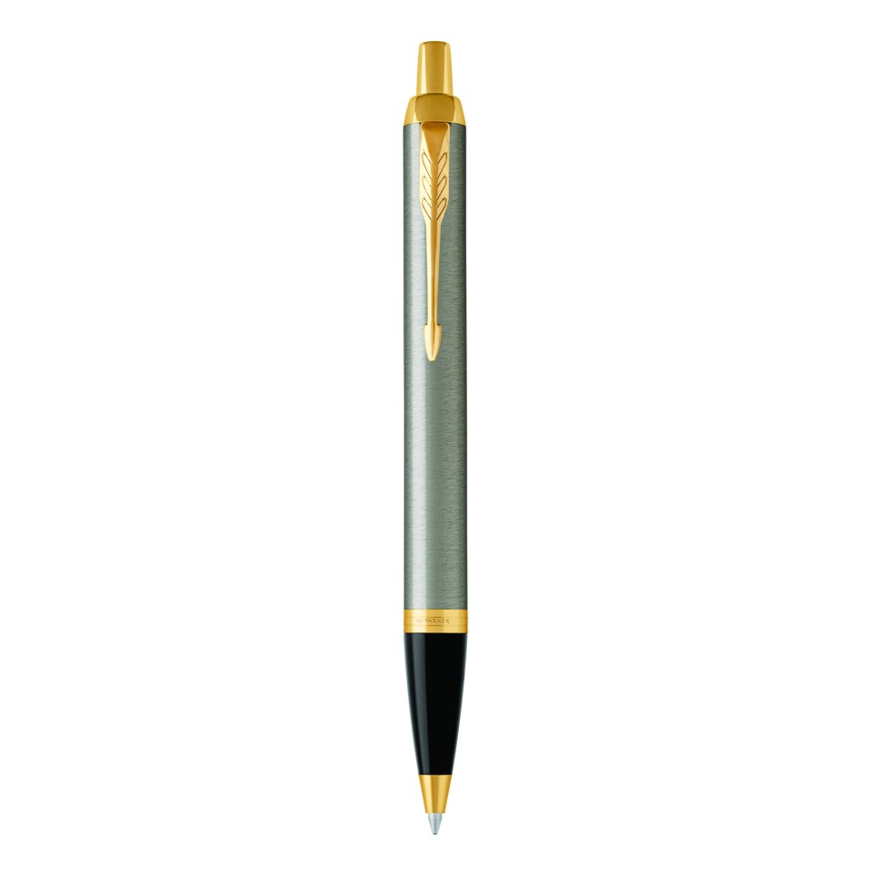 Parker Im Brushed Metal Gold Trim Ballpoint Pen