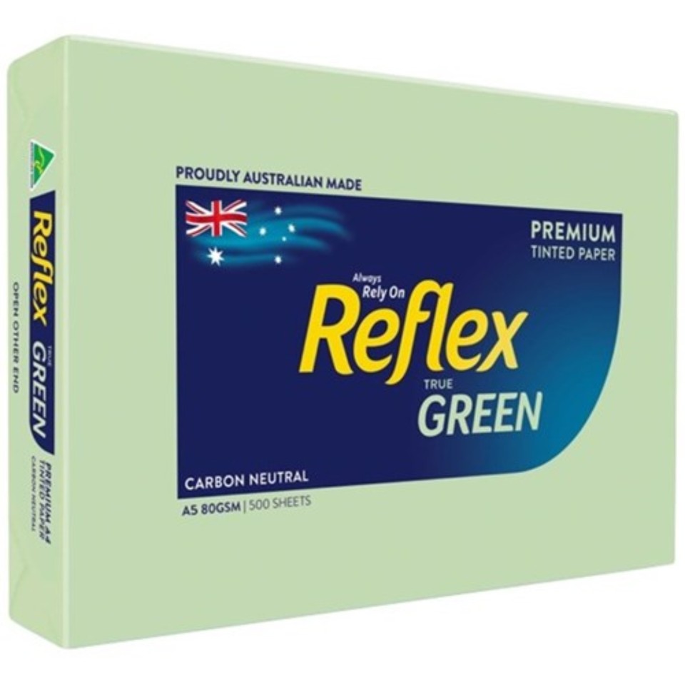 Reflex Colours Tinted Copy Paper A5 80gsm Green Ream 500