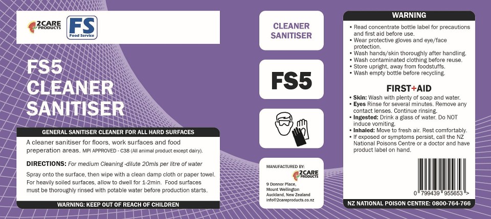 C-TEC FS5 Sanitiser Cleaner Label Pack of 3
