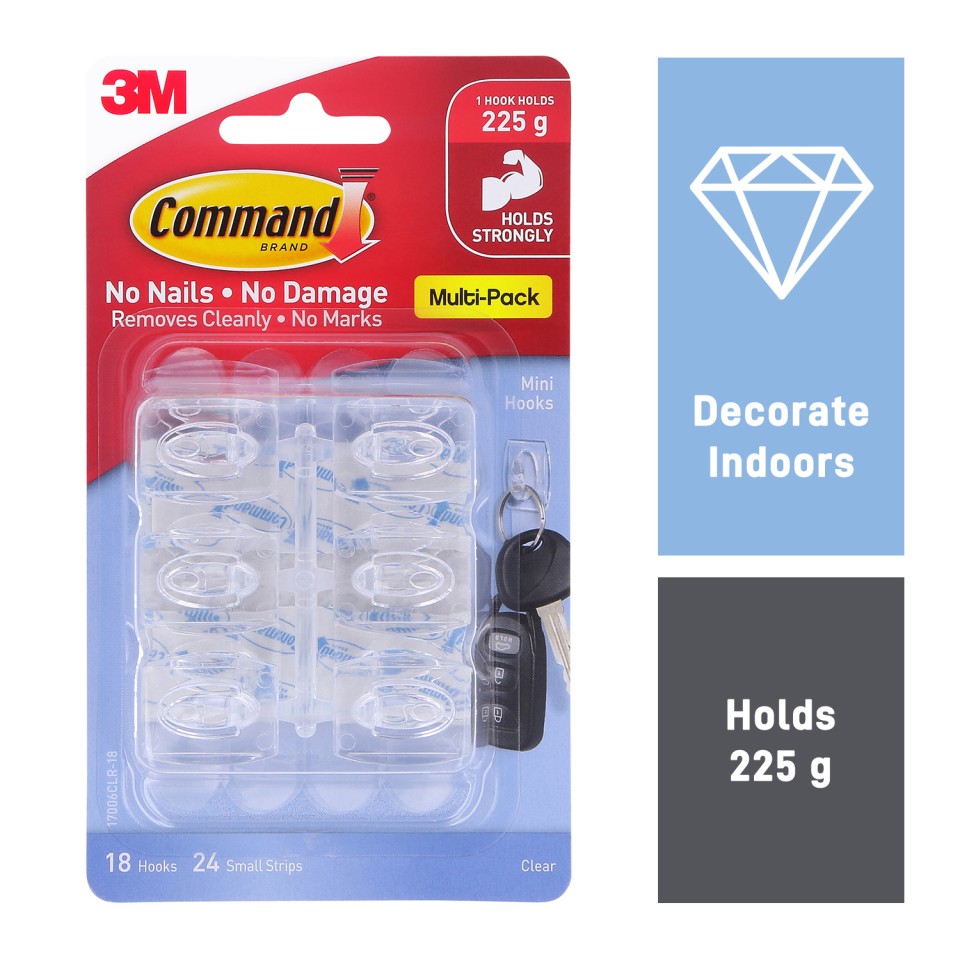 3M Command Hooks Value Pack Mini Clear Pack 18