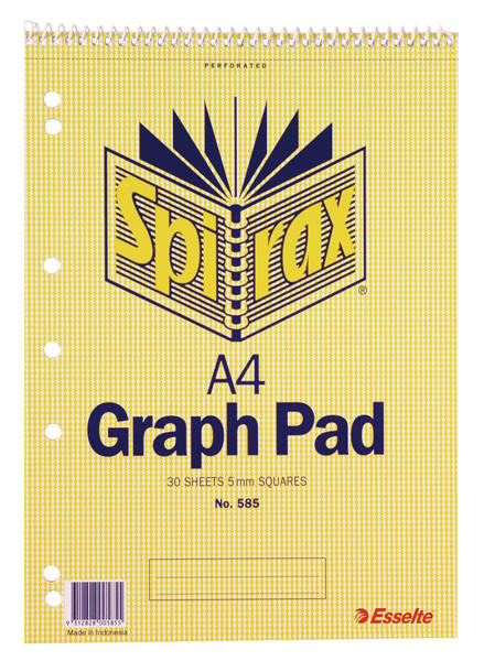 Spirax 585 Graph Paper Pad Top Opening A4 30 Leaf 297 x 207mm