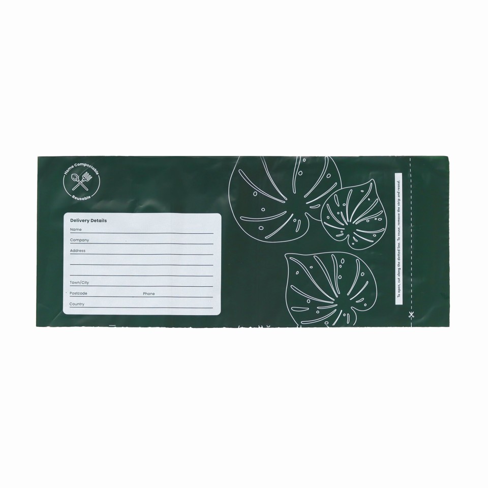 Ecopack Courier Bags Compostable Resealable DLE 150x260mm 50mm Flap Green Pack 100