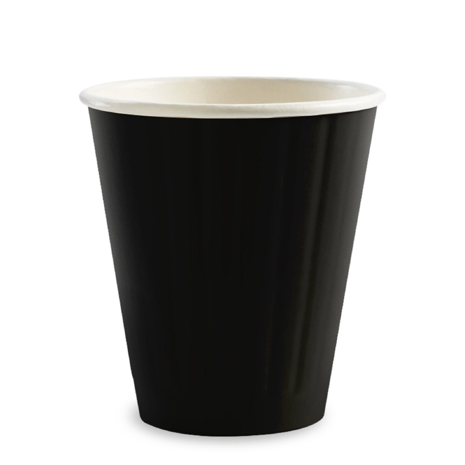Biopak Double Wall Paper Cup Black Aqueous 8oz 295ml 90mm Carton 1000