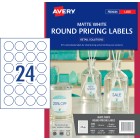 Avery White Round Laser Labels 40mm 24 Labels Per Sheet image