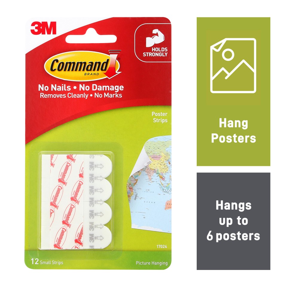 3M Command Poster Strips White Pack 12