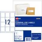 Avery General Use Labels 938208/L7164GU 63.5x72mm 12 Per Sheet White Pack 1200 Labels image