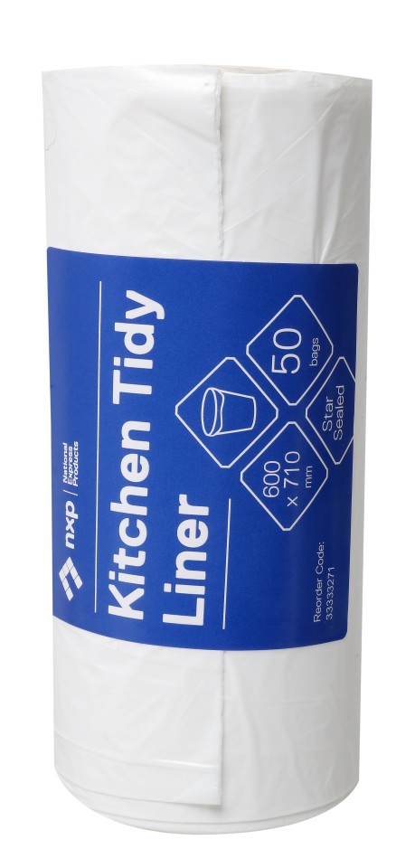 Kitchen Tidy Liner 36L 600 x 710mm 09mu White roll of 50