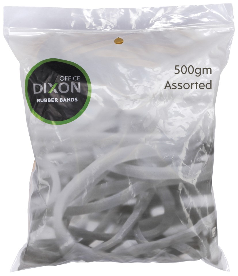 Dixon Rubber Bands Assorted sizes Bag 500g