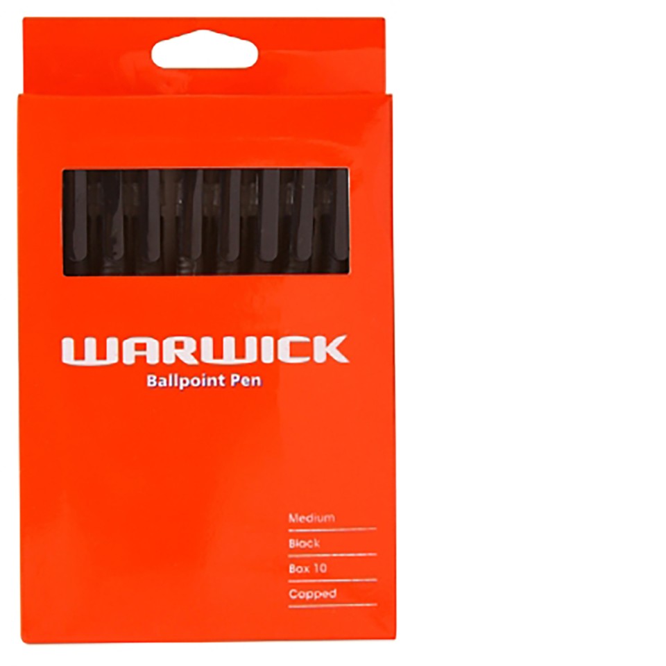 Warwick Ballpoint Pen Capped 1.0mm Black Box 10