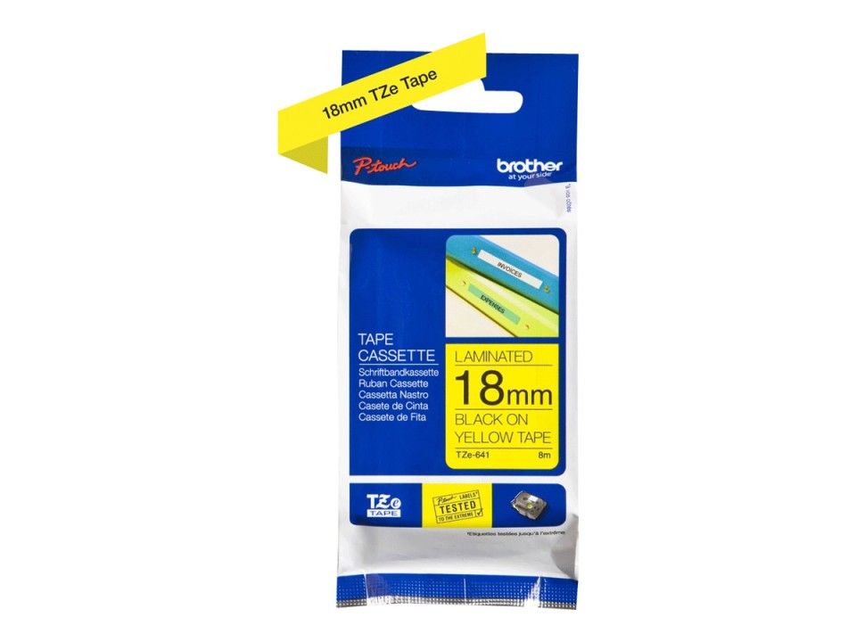 Brother P-Touch Labelling Tape Laminating TZe-641 18mmx8m Black On Yellow