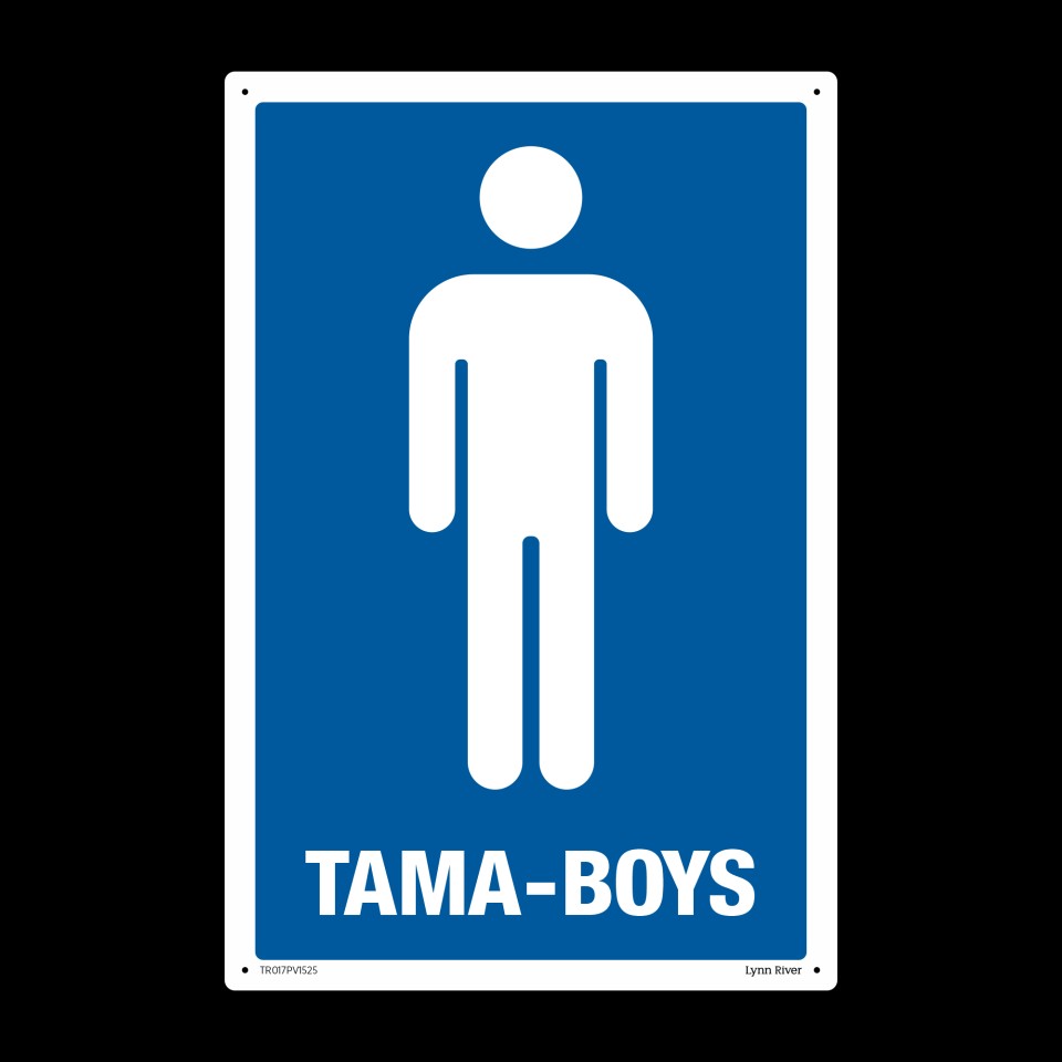 Te Reo Safety Sign Tama - Boys Pvc 150mm X 250mm
