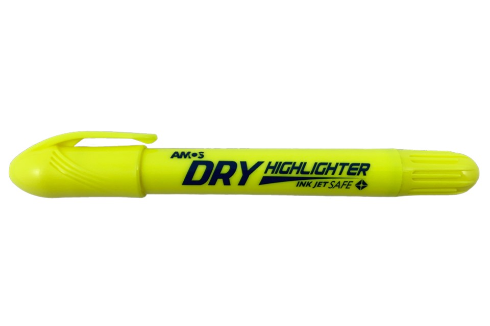 Amos Dry Highlighter Bullet Tip Fluoro Yellow