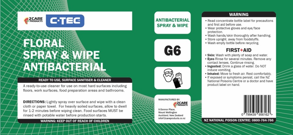 C-TEC Floral Spray & Wipe Label - Sheet of 3